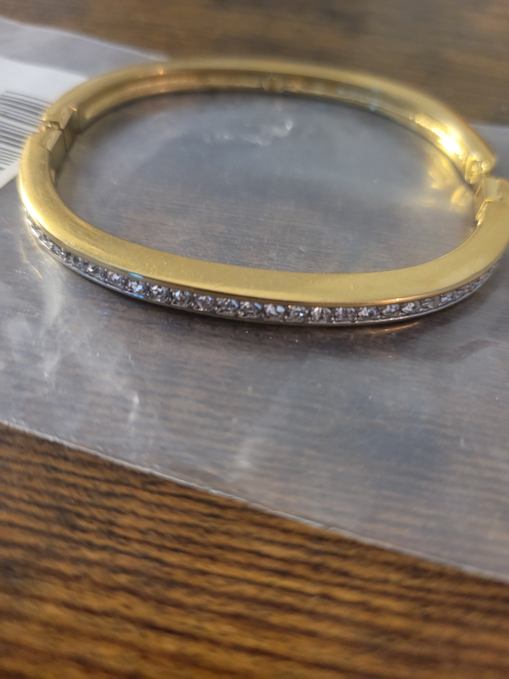Gold-Tone Crystal Pavé Hinged Women’s Bracelet